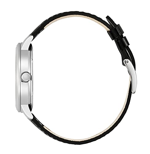 Citizen Watch Water-Resistant White Dial Calf Leather BJ6541-15A Men's Black