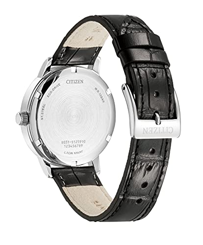 Citizen Watch Water-Resistant White Dial Calf Leather BJ6541-15A Men's Black