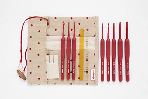 Tulip Red Crochet Hook Set Red Knitting Needle Cushion Grip Gift ETIMO