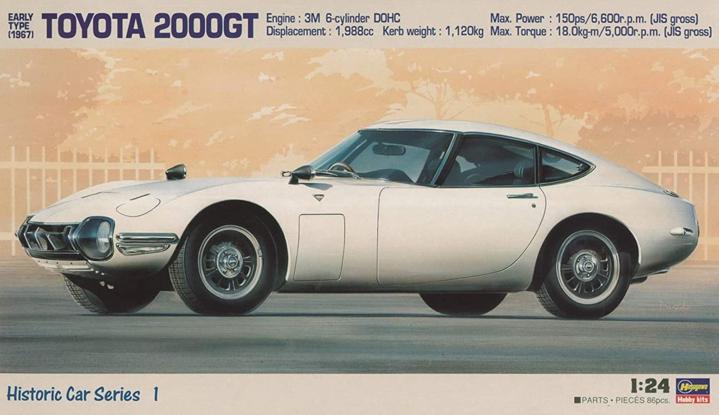 Hasegawa 1/24 Scale TOYOTA 2000GT Early Type 1967 Plastic Model Kit HC1