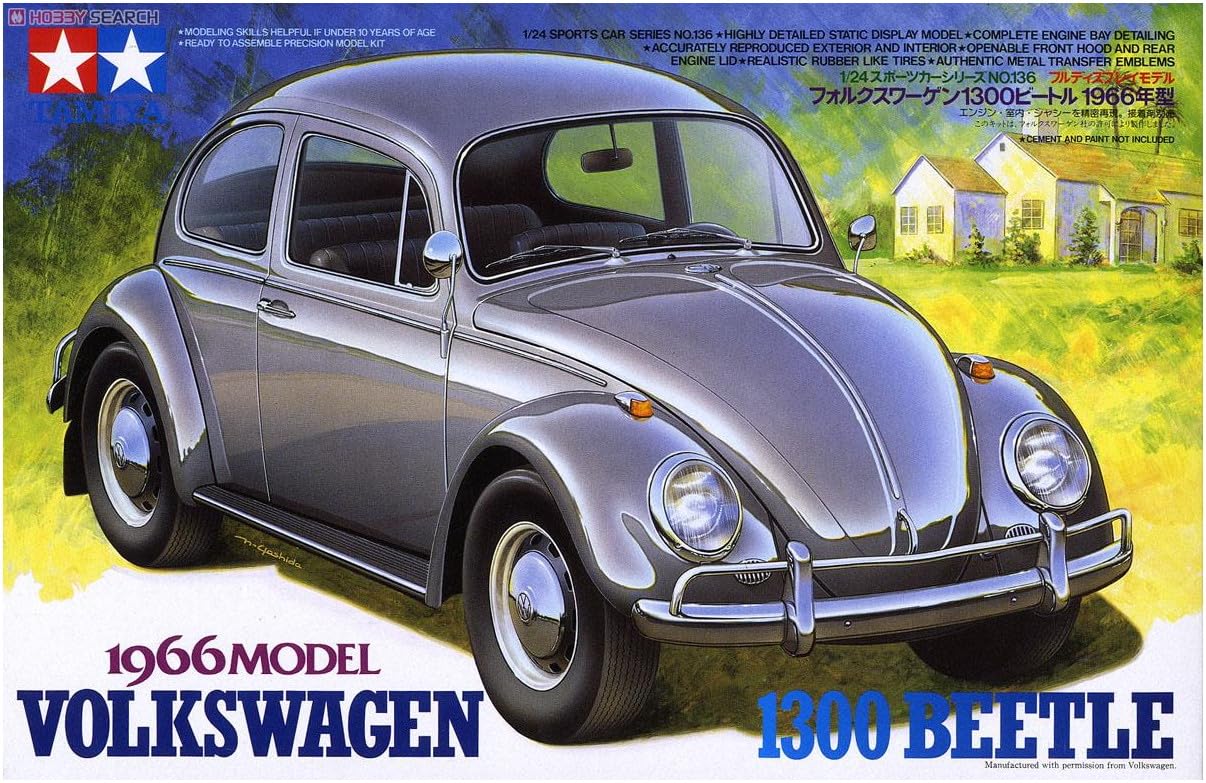 Tamiya 1/24 Sports Car Series No.136 Volkswagen 1300 Beetle 1966 Model 24136