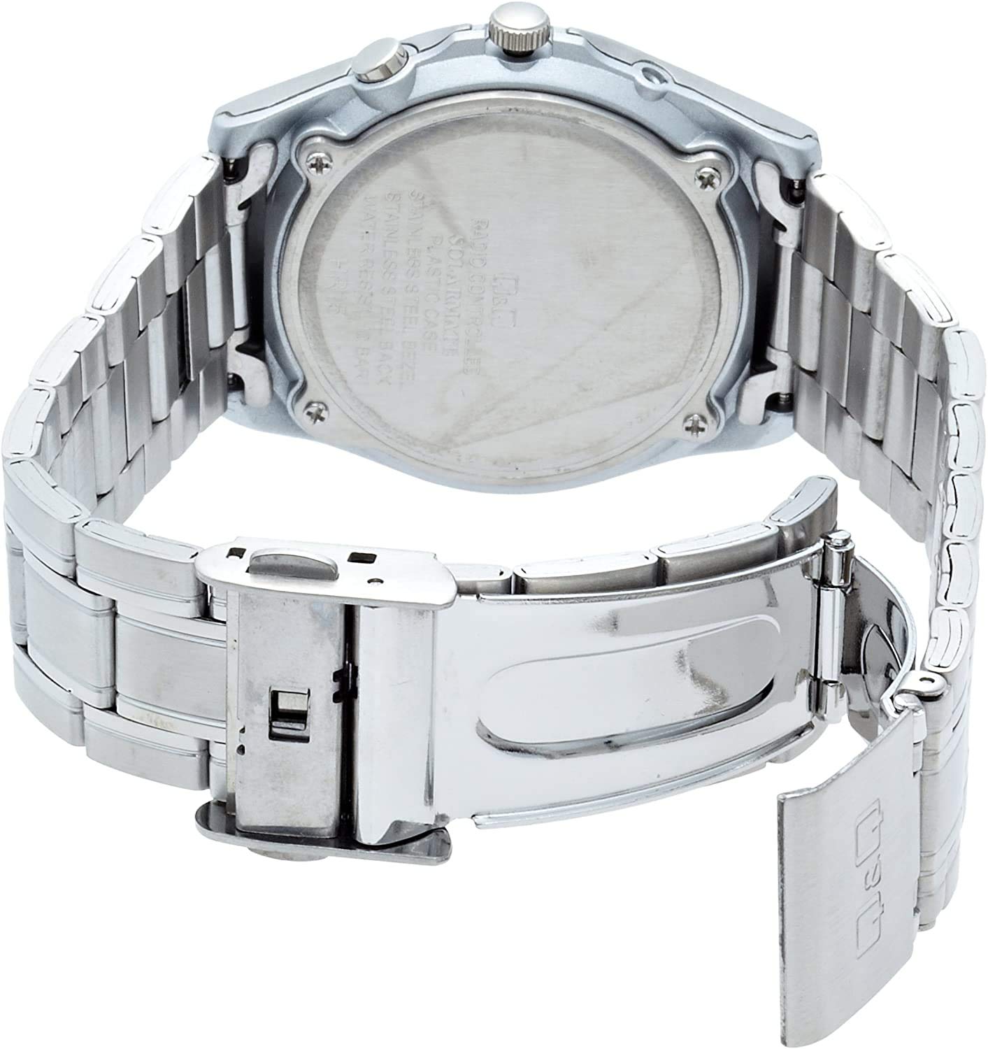 Citizen Q&Q Analog Radio-Controlled Solar Metal Band Watch HG08-202 Men's Black