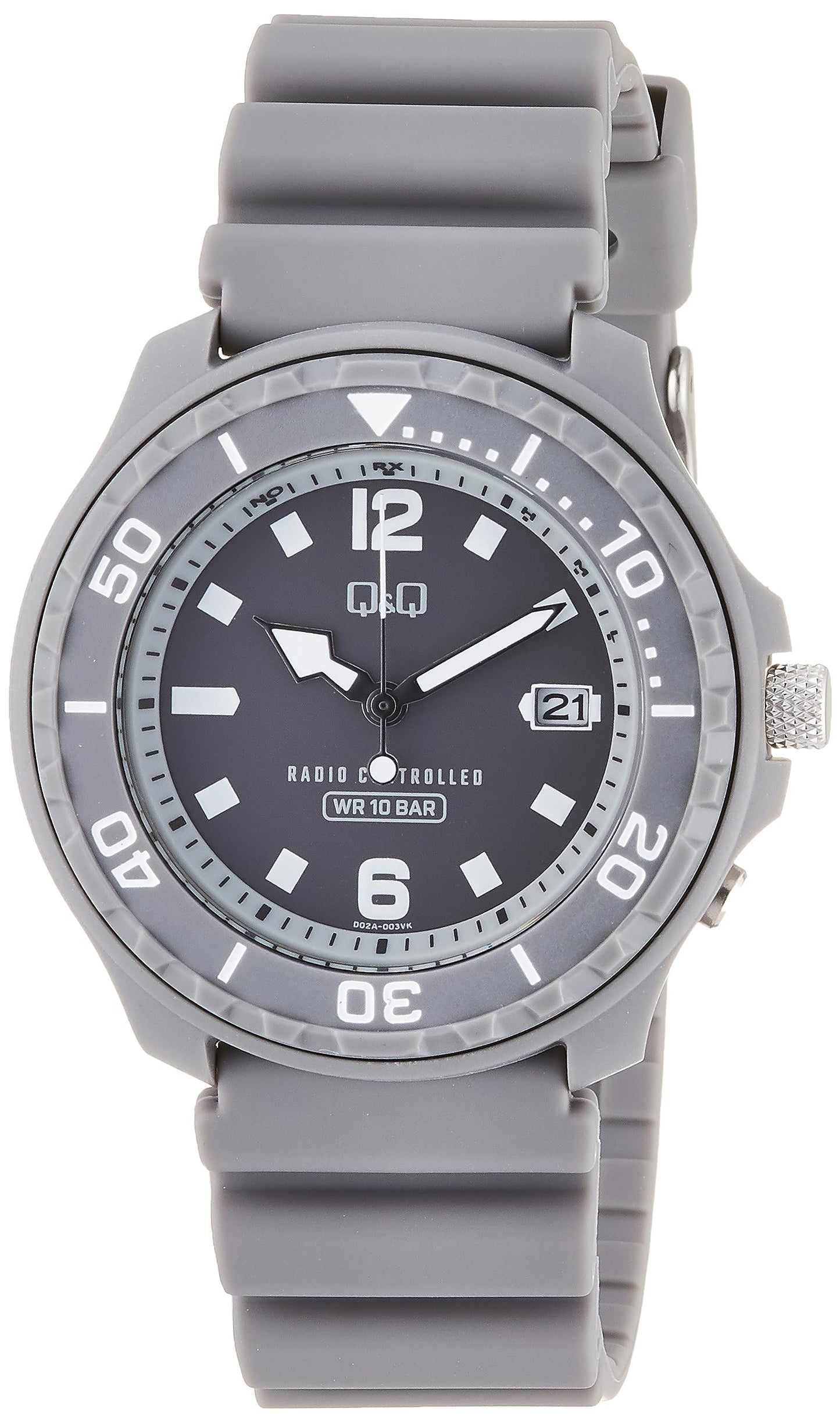 Citizen Q&Q Analog Radio Wave Solar Watch Urethane Band D02A-003VK Men's Gray