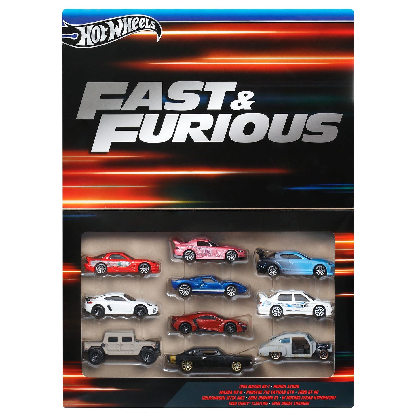 Hot Wheels Fast & Furious 10-Car Pack Toy Vehicles Mini Cars