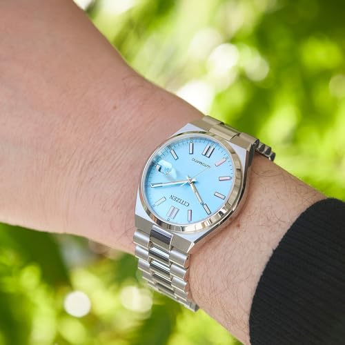 Citizen Mechanical Watch Automatic Manual Winding Waterproof Turquoise Blue TSUYOSA Collection NJ0151-53L Men's Silver