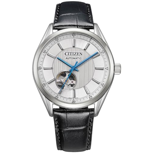 Citizen Wristwatch Wind Water Resistant Silver Open Heart NH9111-11B Men's Black