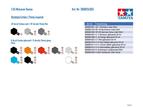 Tamiya 1/24 Sports Car Series No.355 McLaren Senna Plastic Model 24355