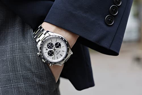Seiko Men's Watch SBPY165 Selection Panda White Dial Solar Analog Chronograph