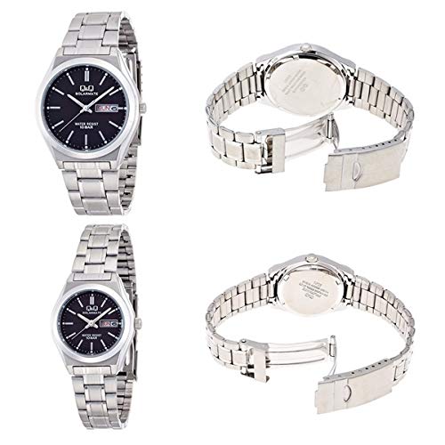 CITIZEN Q&Q [Paired watches to choose from, 2 types] Pair gift box set waterproof analog wristwatch (A pair (H010H011-202) black dial)