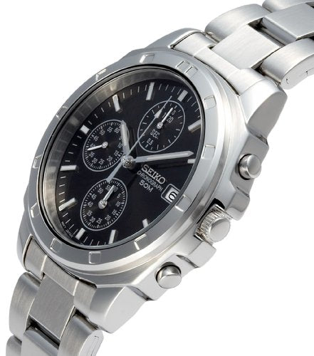 SEIKO SND191P1 Men's Watch Chronograph Overseas Reimported Models Black Silver