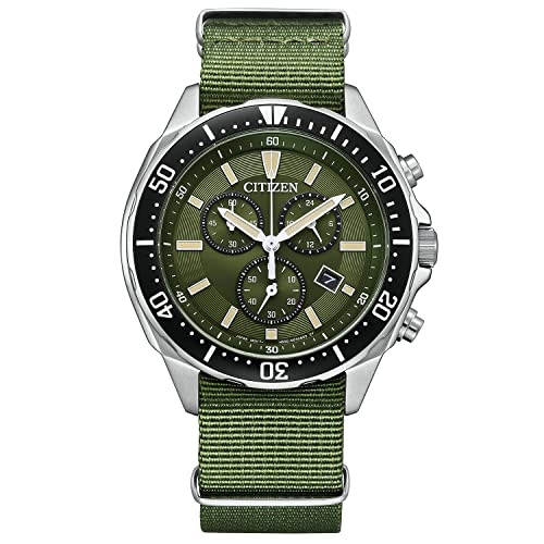 Citizen Watch Collection Eco-Drive Water-Resistant Nylon AT2500-19W Men's Khaki
