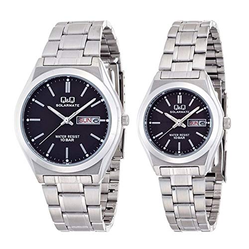CITIZEN Q&Q [Paired watches to choose from, 2 types] Pair gift box set waterproof analog wristwatch (A pair (H010H011-202) black dial)