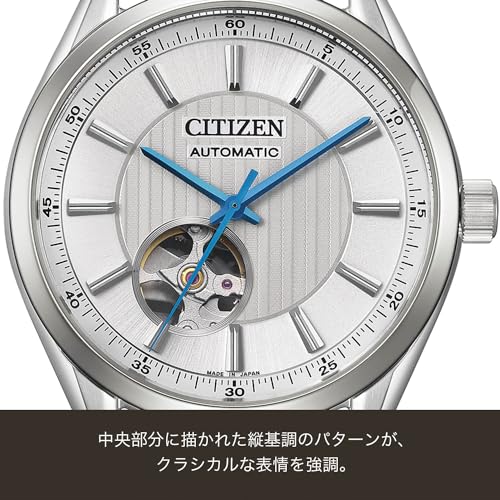 Citizen Wristwatch Wind Water Resistant Silver Open Heart NH9111-11B Men's Black