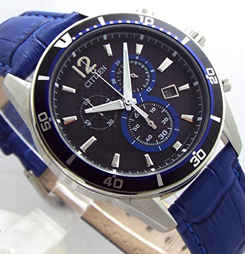 CITIZEN Eco-Drive Chronograph Solar Chronograph Leather Strap with Extra Strap Blue Base Domestic Model VO10-6741F BL [Parallel Import]