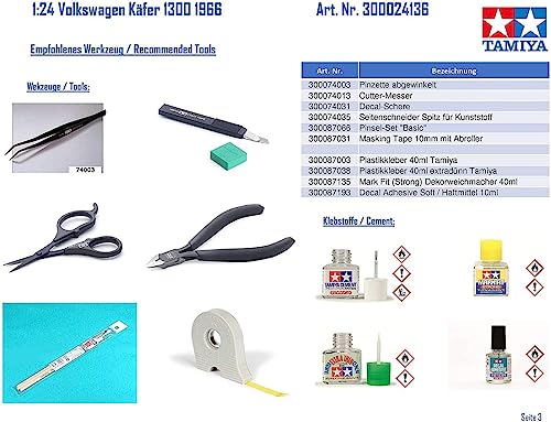 Tamiya 1/24 Sports Car Series No.136 Volkswagen 1300 Beetle 1966 Model 24136