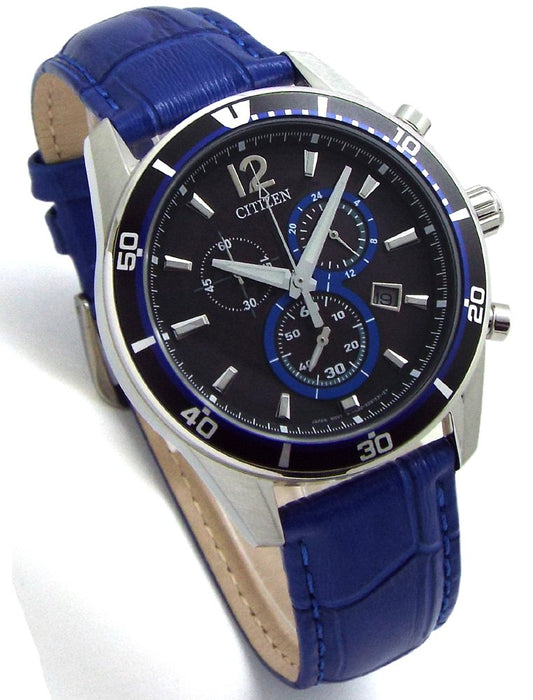 CITIZEN Eco-Drive Chronograph Solar Chronograph Leather Strap with Extra Strap Blue Base Domestic Model VO10-6741F BL [Parallel Import]