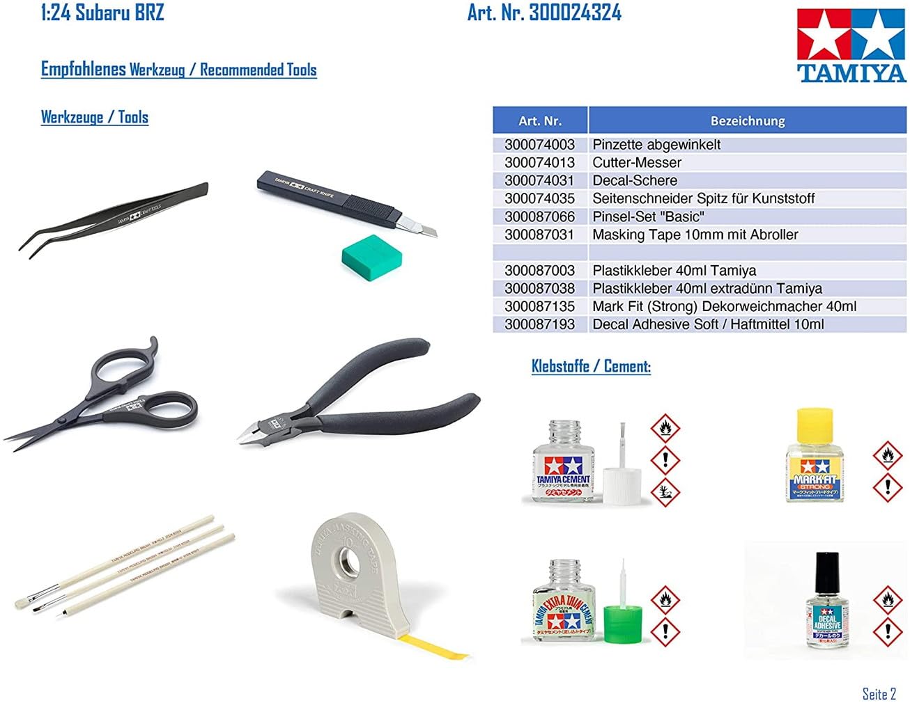 Tamiya 1/24 Sports Car Series No.324 Subaru BRZ Plastic Model 24324