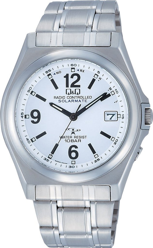 Citizen Q&Q Analog Watch Solar-Powered Metal Band HG08-204 Men's White