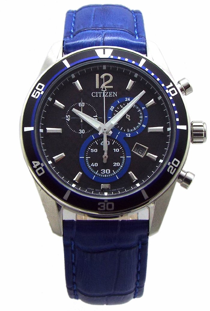 CITIZEN Eco-Drive Chronograph Solar Chronograph Leather Strap with Extra Strap Blue Base Domestic Model VO10-6741F BL [Parallel Import]
