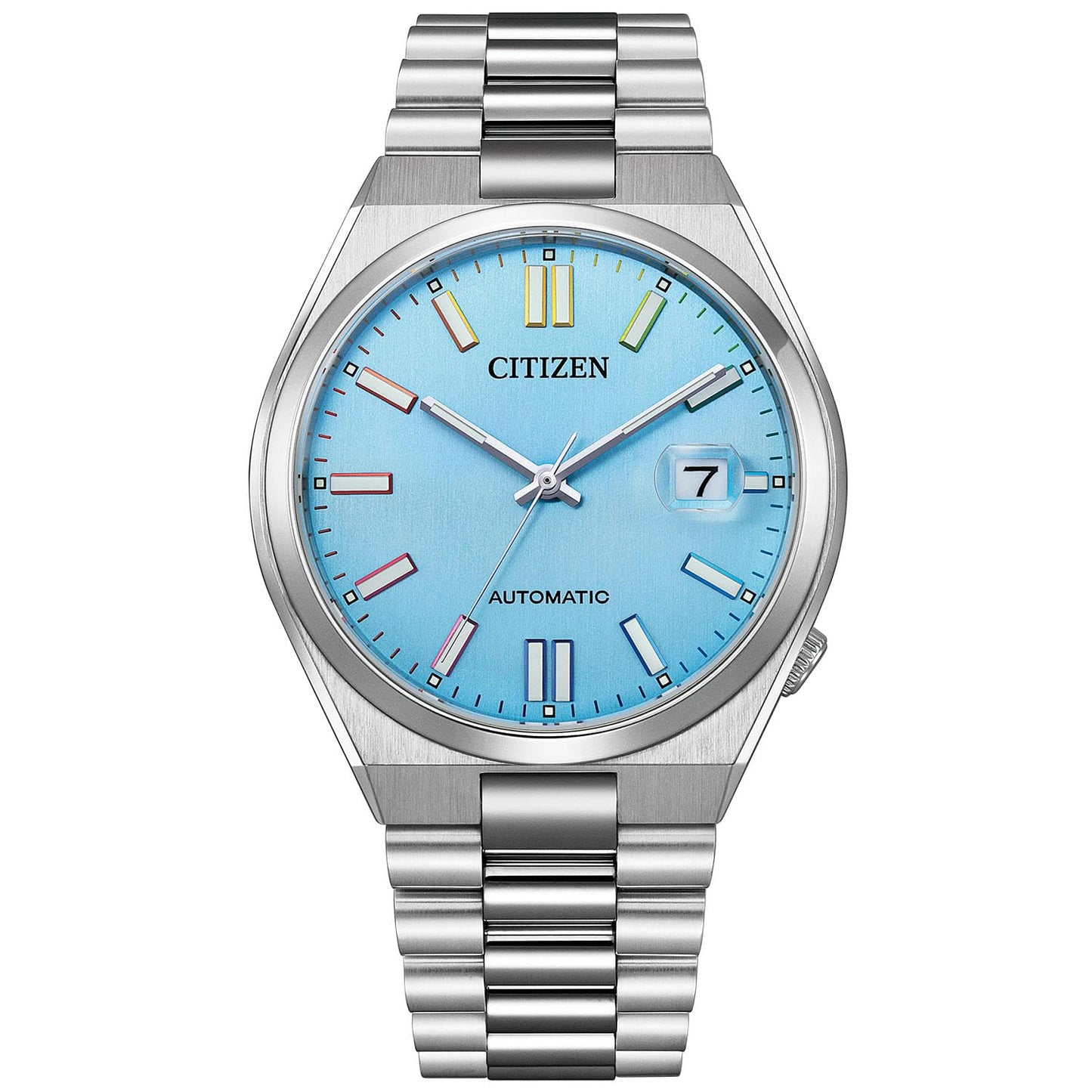 Citizen Mechanical Watch Automatic Manual Winding Waterproof Turquoise Blue TSUYOSA Collection NJ0151-53L Men's Silver