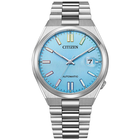 Citizen Mechanical Watch Automatic Manual Winding Waterproof Turquoise Blue TSUYOSA Collection NJ0151-53L Men's Silver
