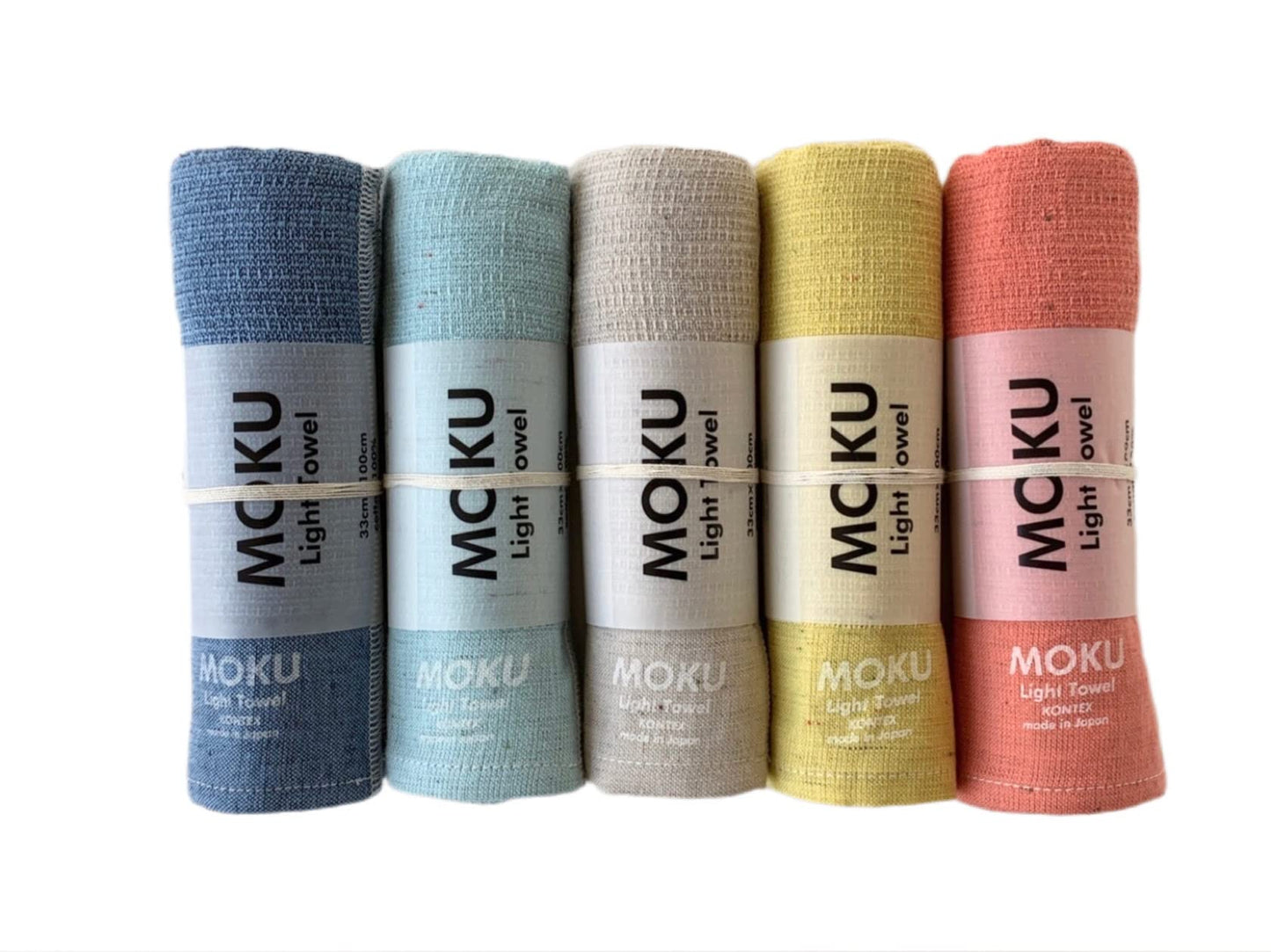 MOKU Face Towel 59073-90 Set of 5 A. Blue Aqua Almond Lemon Mandarin Contex