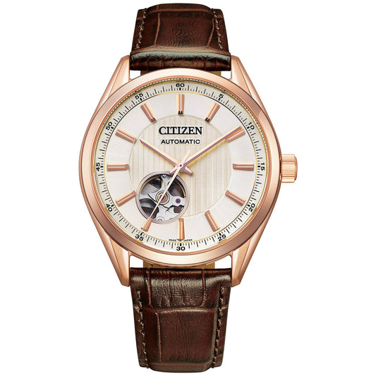 Citizen Watch Waterproof Pink Gold Open Heart NH9112-19A Men's Brown
