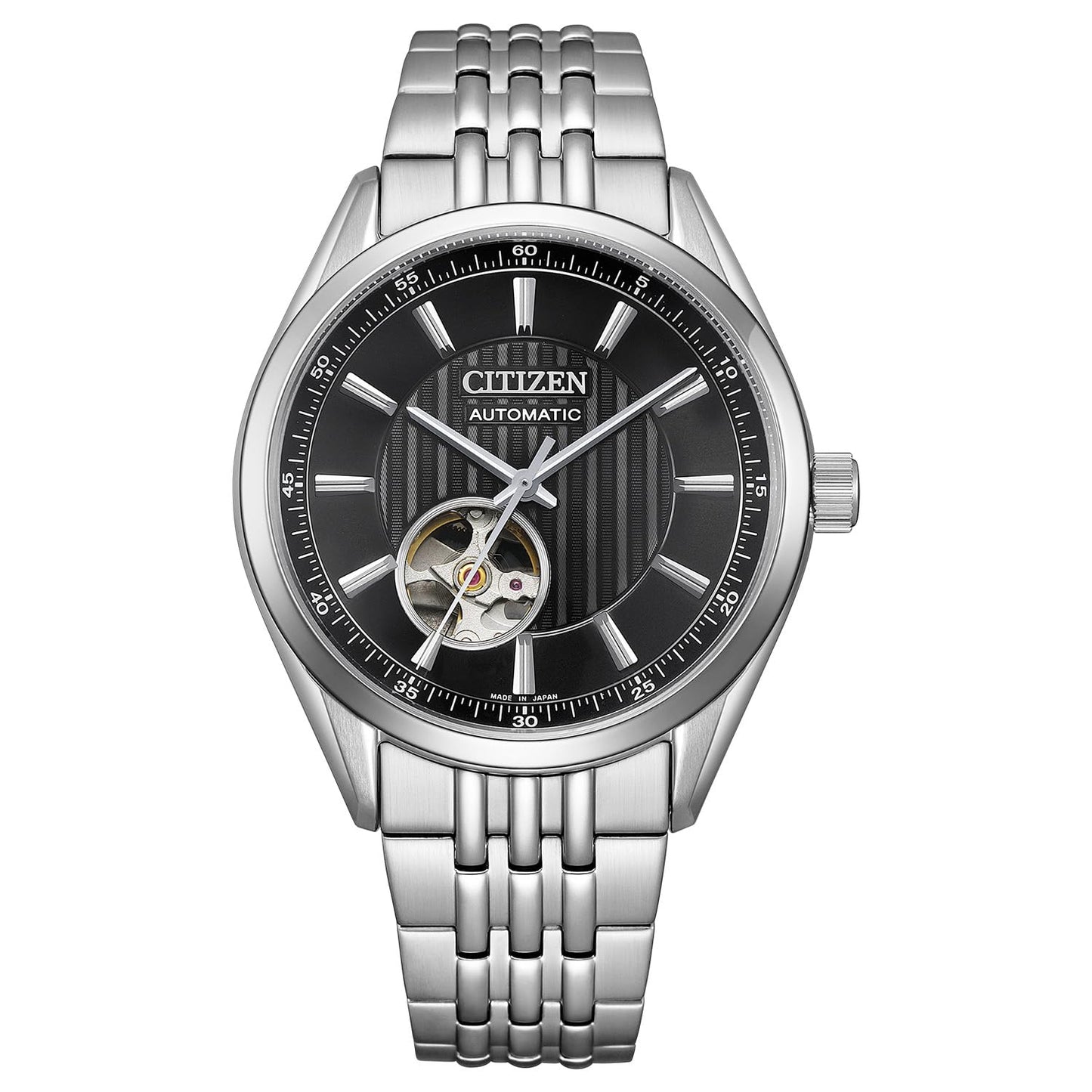 Citizen Mechanical Automatic Open Heart Waterproof NH9110-90E Men's Silver