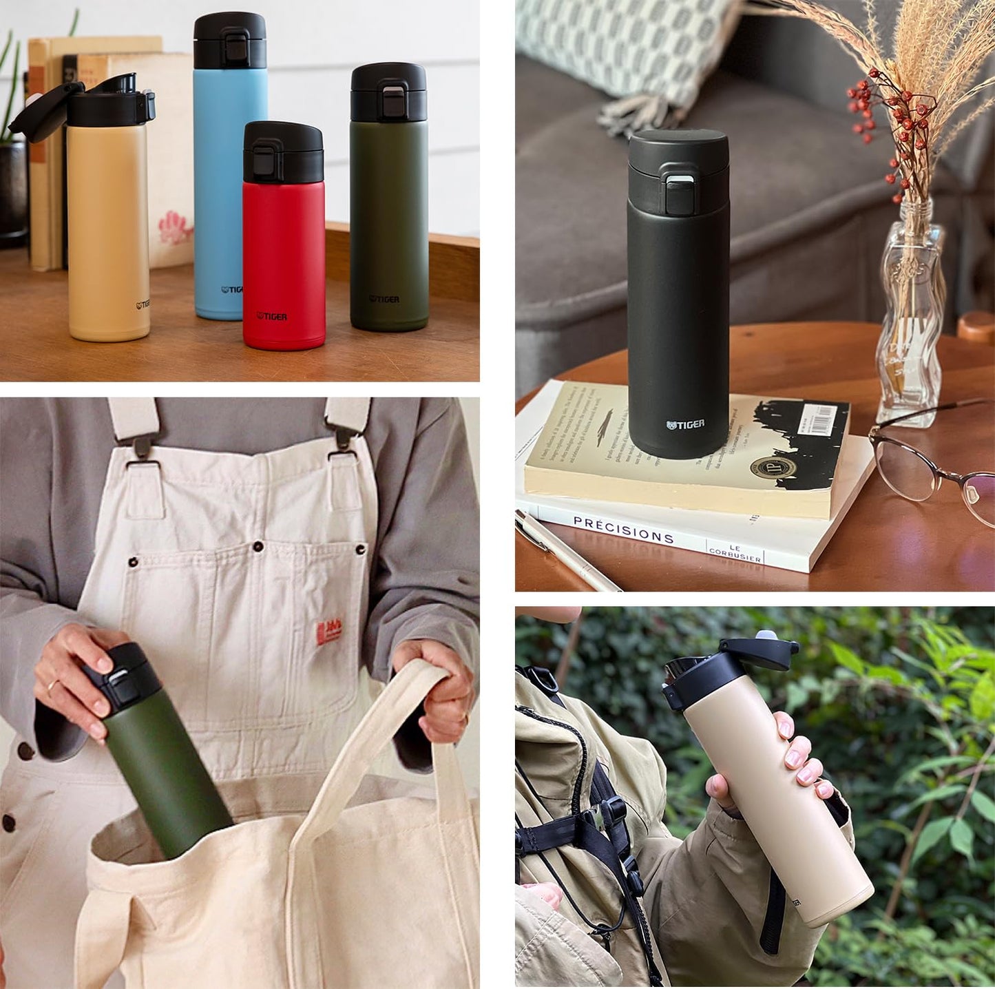 Tiger Thermos Water Bottle MKA-K060CK 600ml One Touch Lightweight Beige