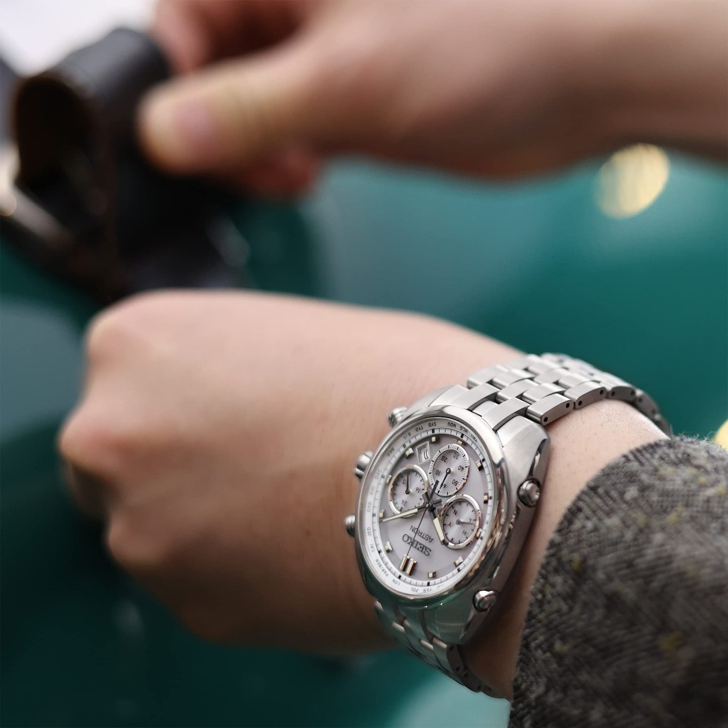 SEIKO Men's Watch SBXY025 ASTRON Solar Radio Model World Time Chronograph