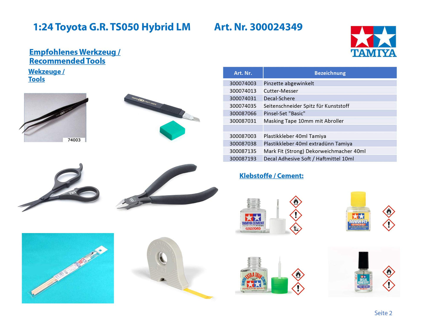 Tamiya 1/24 Sports Car Series No.349 Toyota Gazoo Racing TS050 HYBRID Model Kit