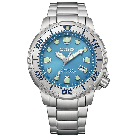 Citizen Watch Promaster Eco-Drive Diver 200m Ice Blue BN0165-55L Men's Silver