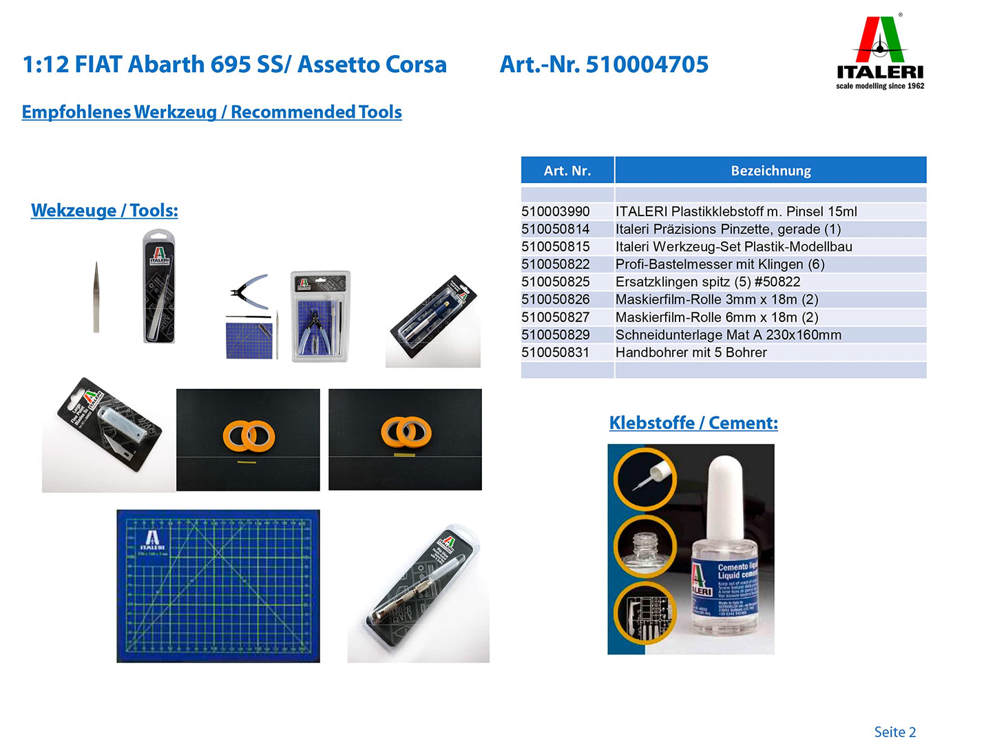 Tamiya Italeri 1/12 Classic Car Series No. 4705 Fiat Abarth 695SS/Assetto Corsa