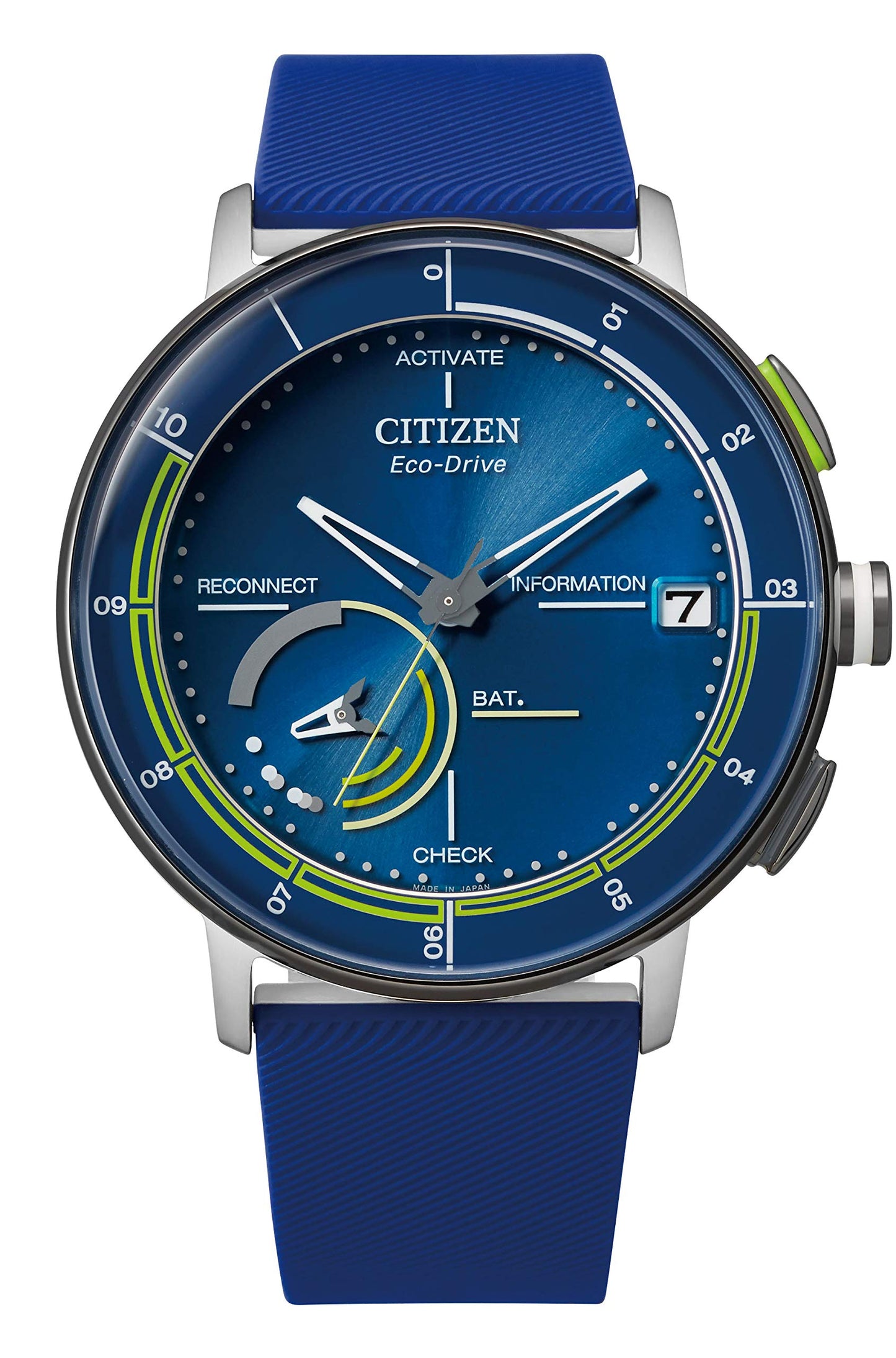 Citizen Eco-Drive Light Powered Smart Watch Riiiver Rubber Band Model BZ7014-06L Men's Blue