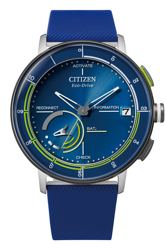 Citizen Eco-Drive Light Powered Smart Watch Riiiver Rubber Band Model BZ7014-06L Men's Blue
