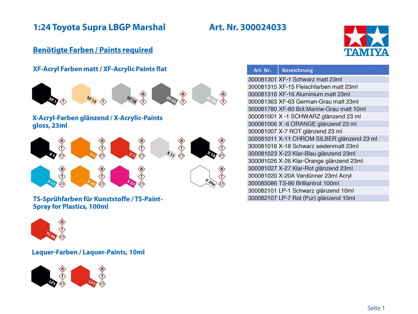 Tamiya 1/24 Sports Car Series No.33 Toyota Celica Supra Long Beach GP Marshal Car