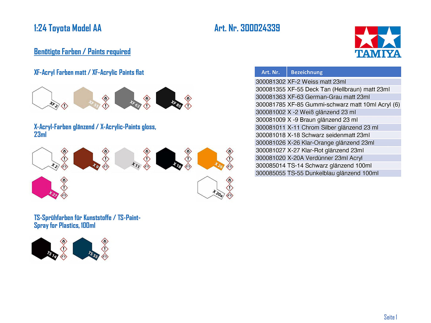 TAMIYA 1/24 Sports Car Series No.339 Toyota AA Type