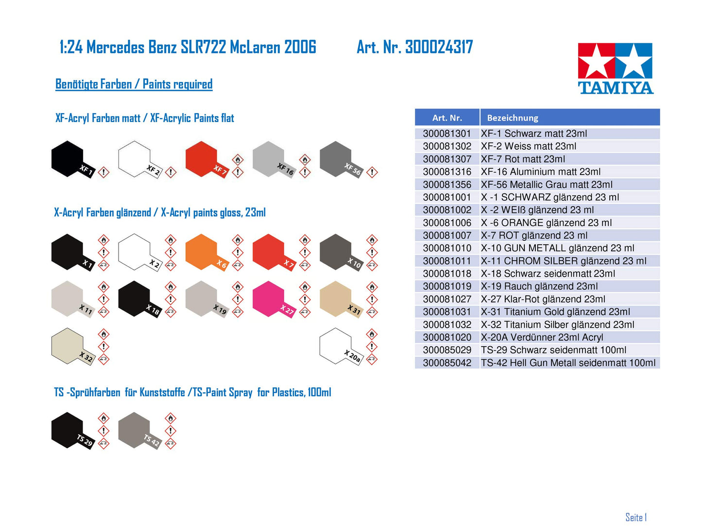Tamiya 1/24 Sports Car Series No.317 Mercedes-Benz SLR McLaren 722 Edition Model