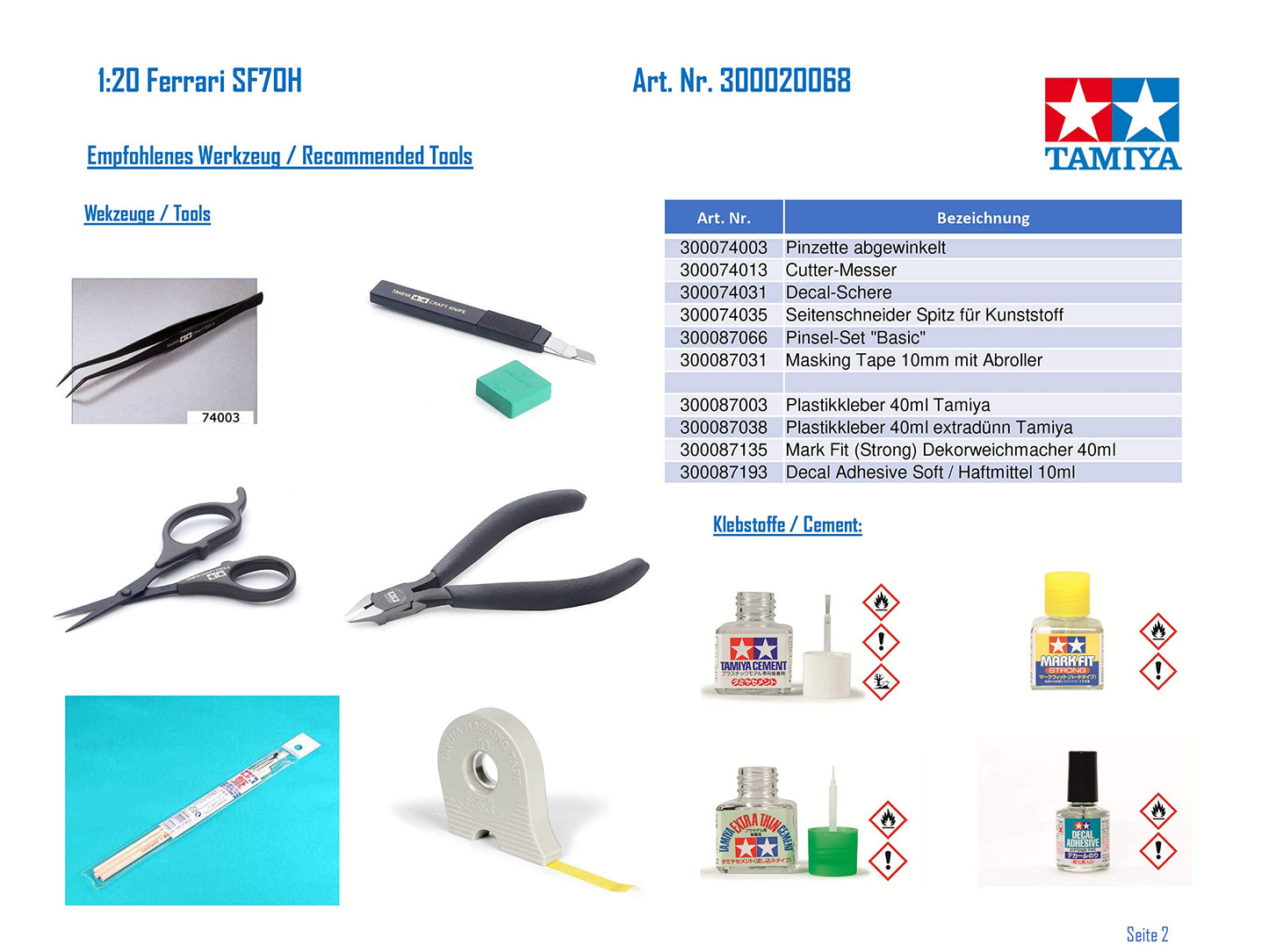 Tamiya 1/20 Grand Prix Series No.68 Ferrari SF70H Model Kit 20068